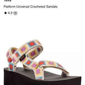 Teva Women's Flatform Sandals in Cream with Multicolor Crochet